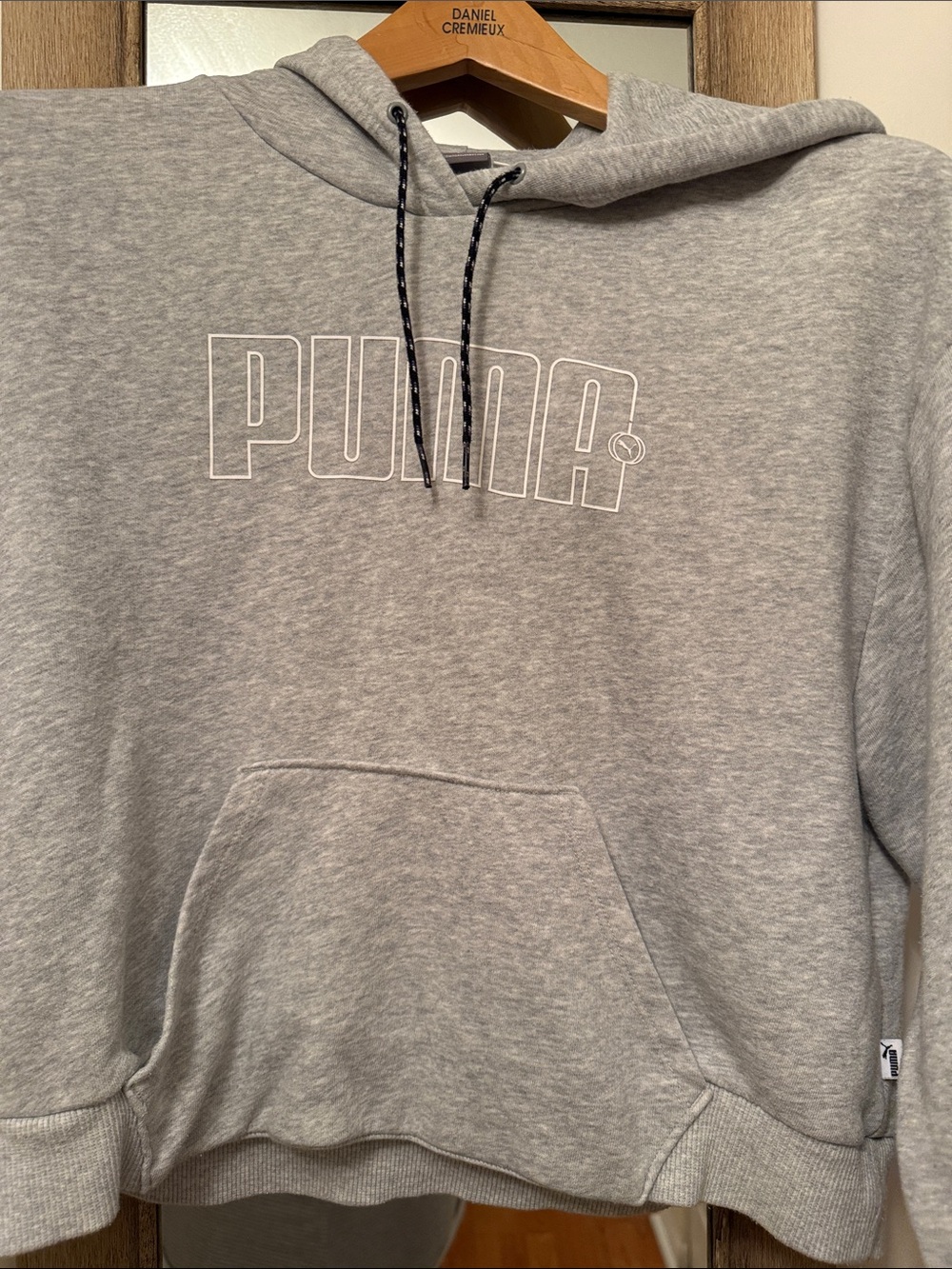 Puma Light Gray Pullover Hoodie with Outline Logo